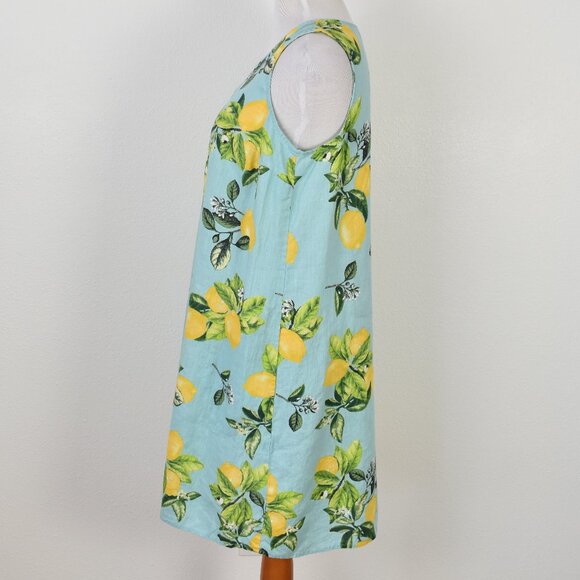 J. Jill Love Linen Lemon Print A Line Shift Dress - L - Picture 4 of 8